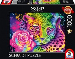 Cover Schmidt 58514 - Sheena Pike, Neon Regenbogen-Leopard, Puzzle, 1000 Teile