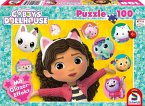 Schmidt 56475 - Gabby's Dollhouse, Gabby und ihre Freunde, Kinderpuzzle mit Glitzereffekt, 100 Teile