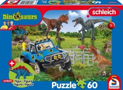 Image of Schmdit 56461 - Schleich, Dinosaurs, Urzeit-Giganten, Kinderpuzzle mit Stegosaurus Figur, 60 Teile