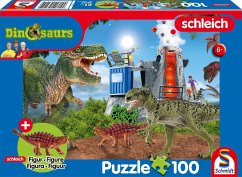 Image of Schmidt 56462 - Schleich, Dinosaurs, Dinosaurier der Urzeit, Kinderpuzzle mit Saichania Figur, 100 Teile