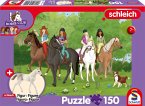 Schmidt 56464 - Schleich, Horse Club, Ausritt ins Grüne, Kinderpuzzle mit Holstein Fohlen Figur, 150 Teile