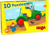 HABA 1306800001 - 10 Puzzle Auf dem Bauernhof, Kinderpuzzle, 10x2 Teile