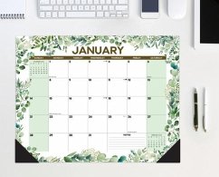 Eucalyptus & Succulents 2024 22 X 17 Large Monthly Deskpad - Willow Creek Press