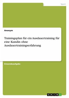 Cover Trainingsplan für ein Ausdauertraining für eine Kundin ohne Ausdauertrainingserfahrung