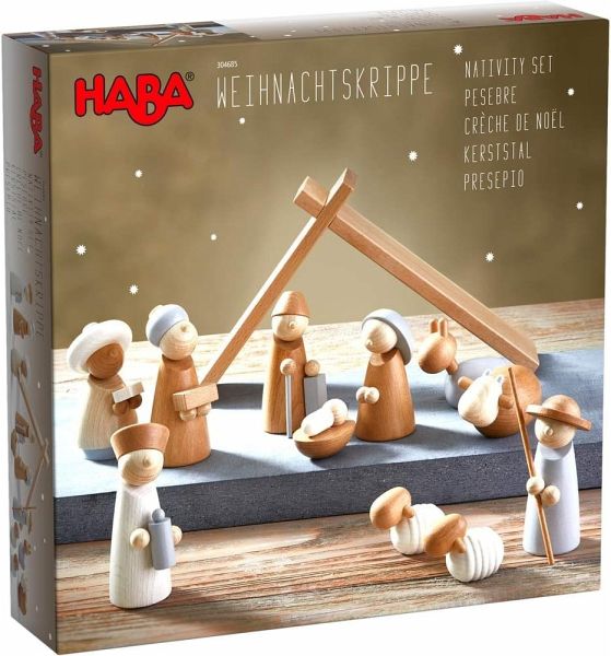 HABA 1304685001 - Weihnachtskrippe aus Holz, Spielset