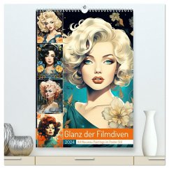 Glanz der Filmdiven. Art Nouveau Paintings im Poster-Stil (hochwertiger Premium Wandkalender 2024 DIN A2 hoch), Kunstdruck in Hochglanz