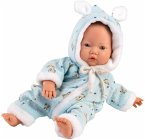 Babypuppe mit Overall blau 32cm