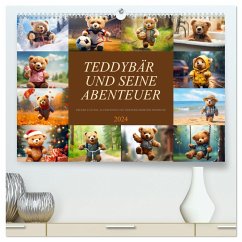 Teddybär und seine Abenteuer (hochwertiger Premium Wandkalender 2024 DIN A2 quer), Kunstdruck in Hochglanz