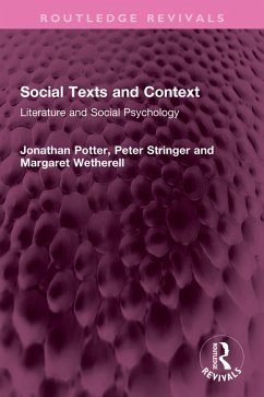 Social Texts and Context (eBook, PDF) - Potter, Jonathan; Stringer, Peter; Wetherell, Margaret