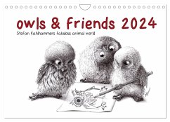 owls & friends 2024 (Wall Calendar 2024 DIN A4 landscape), CALVENDO 12 Month Wall Calendar - Kahlhammer, Stefan