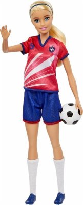 Barbie Fußballspielerin-Puppe, blond, Trikot mit der Nummer 9, Fußball, Stolle