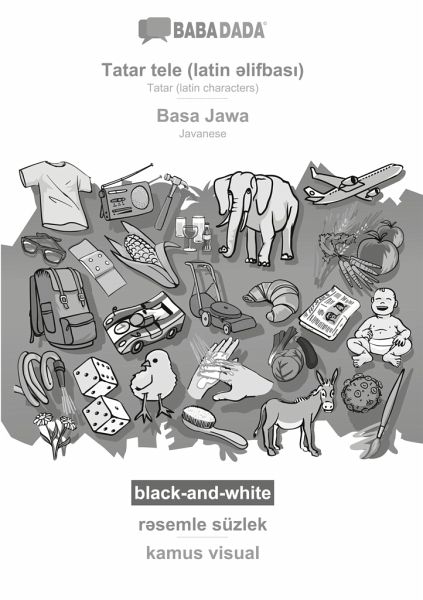 Tatar (latin characters) (in latin script) - Basa Jawa, visual dictionary, BW Tatar (latin characters) (in latin script) - Basa Jawa, visual dictionary, BW