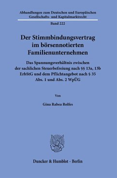 Der Stimmbindungsvertrag im börsennotierten Familienunternehmen - Rolfes, Gina Rabea