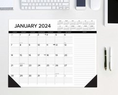 Black & White 2024 22 X 17 Large Monthly Deskpad - Willow Creek Press