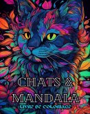 Chats avec Mandalas - Livre de coloriage pour adultes. Belles pages à colorier