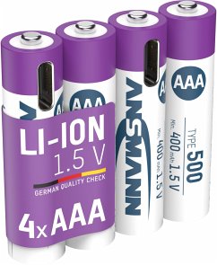 1x4 Ansmann Lithium Akku Micro AAA 400mAh + Ladekabel 1311-0028