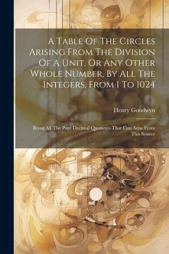 A Table Of The Circles Arising From The Division Of A Unit, Or Any Other Whole Number, By All The Integers, From 1 To 1024: Being All The Pure Decimal - Goodwyn, Henry