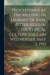 Proceedings at the Meeting in Memory of... - Bild 1