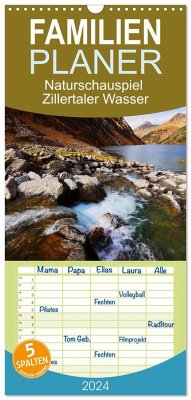 Familienplaner 2024 - Naturschauspiel Zillertaler Wasser mit 5 Spalten (Wandkalender, 21 x 45 cm) CALVENDO