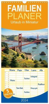 Familienplaner 2024 - Urlaub in Miniatur mit 5 Spalten (Wandkalender, 21 x 45 cm) CALVENDO