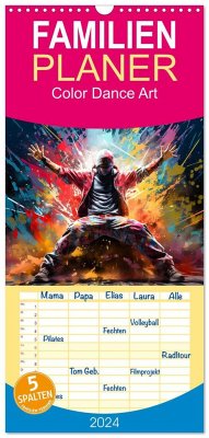 Familienplaner 2024 - Color Dance Art mit 5 Spalten (Wandkalender, 21 x 45 cm) CALVENDO