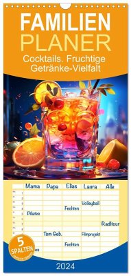 Familienplaner 2024 - Cocktails. Fruchtige Getränke-Vielfalt mit 5 Spalten (Wandkalender, 21 x 45 cm) CALVENDO