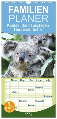 Familienplaner 2024 - Koalas: die flauschigen Herzensbrecher mit 5 Spalten (Wandkalender, 21 x 45 cm) CALVENDO