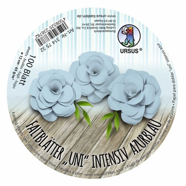 URSUS Falten Faltblätter Uni intensiv, Plakatkarton, 65 g/m², Ø 12 cm, azurblau
