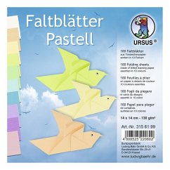 URSUS Falten TonzeichenpapierFaltblätter, Pastell, 130 g/m², 14 x 14 cm, sortiert
