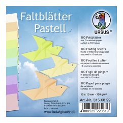 URSUS Falten TonzeichenpapierFaltblätter, Pastell, 130 g/m², 10 x 10 cm, sortiert