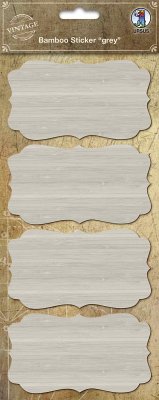 URSUS Vintage Bambus-Sticker Rechteck geschwungen, grau, 1 Stickerbogen (12 x 26 cm) mit 4 Stickern