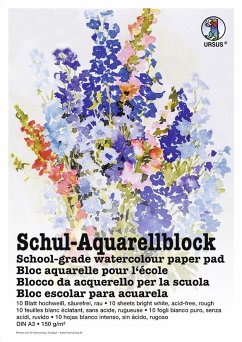 URSUS Zeichen und Künstlerbedarf Schul-Aquarellblock 150 g/m², DIN A3, 10 Blatt hochweiß