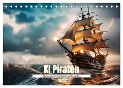 KI Piraten - Abenteuer der Seeräuber auf hoher See (Tischkalender 2024 DIN A5 quer), CALVENDO Monatskalender - Schimmack, Claudia