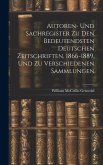 Autoren- Und Sachregister Zu Den Bedeutendsten Deutschen Zeitschriften, 1866-1889, Und Zu Verschiedenen Sammlungen