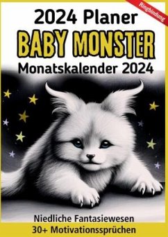 Planer 2024 Kalender 2024 Baby Monster Lustiger Planer Süßer Tischkalender Niedliche Fantasiewesen 12-Monatskalender Ges - Meik, Millie