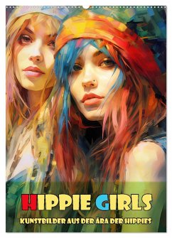 Hippie Girls Kunstbilder aus der Ära der Hippies (Wandkalender 2024 DIN A2 hoch), CALVENDO Monatskalender - Brunner-Klaus, Liselotte