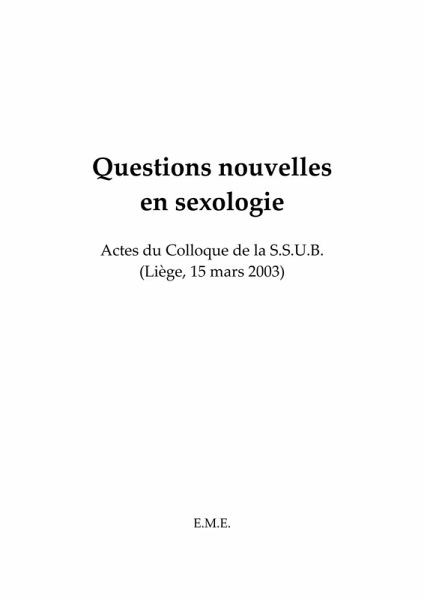 Questions nouvelles en sexologie (eBook, PDF) Questions nouvelles en sexologie (eBook, PDF)
