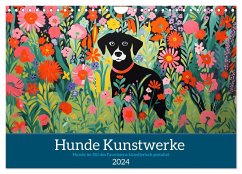 Hunde Kunstwerke - Hunde im Stil des Fauvismus künstlerisch gestaltet (Wandkalender 2024 DIN A4 quer), CALVENDO Monatskalender