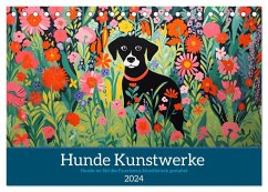 Hunde Kunstwerke - Hunde im Stil des Fauvismus künstlerisch gestaltet (Tischkalender 2024 DIN A5 quer), CALVENDO Monatskalender