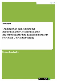 Trainingsplan zum Aufbau der Beinmuskulatur, Gesäßmuskulatur, Bauchmuskulatur und Rückenmuskulatur sowie zur Gewichtsabnahme - Anonymous