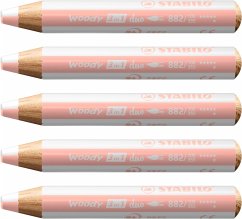 Cover Duo Buntstift, Wasserfarbe & Wachsmalkreide - STABILO woody 3 in 1 duo - zweifarbige Mine - 5er Pack - weiß/apricot