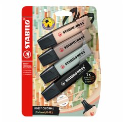 Textmarker - STABILO BOSS ORIGINAL NatureCOLORS - 4er Pack - beige, warmgrau, grünerde, schwarz