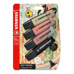 Textmarker - STABILO BOSS ORIGINAL NatureCOLORS - 4er Pack - schlammgrün, siena, umbra, schwarz