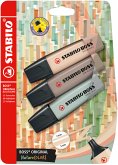 Textmarker - STABILO BOSS ORIGINAL NatureCOLORS - 3er Pack - beige, warmgrau, grünerde