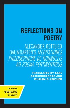 Reflections on Poetry (eBook, ePUB) - Baumgarten, Alexander Gottlieb
