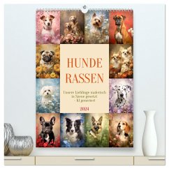 Hunderassen (hochwertiger Premium Wandkalender 2024 DIN A2 hoch), Kunstdruck in Hochglanz