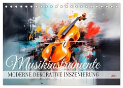 MUSIKINSTRUMENTE Moderne dekorative Inszenierung (Tischkalender 2024 DIN A5 quer), CALVENDO Monatskalender
