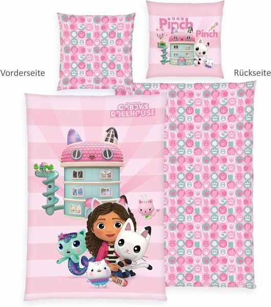 Herding 4438606050 - Bettwäsche Gabby's Dollhouse, Baumwolle/Renforcé, 80x80/135x200 cm Herding 4438606050 - Bettwäsche Gabby's Dollhouse, Baumwolle/Renforcé, 80x80/135x200 cm