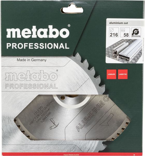 Metabo AluminiumCutProf 216x30 5 8FZ/TZ 5neg Metabo AluminiumCutProf 216x30 5 8FZ/TZ 5neg
