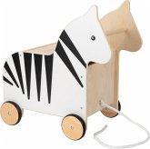 Small foot 12425 - Spielzeugkiste mit Rollen Zebra Wildlife, Holz, Griffhöhe: 42cm